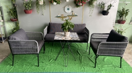 Bộ Sofa đan dây Drop - Bàn gạch hoa văn