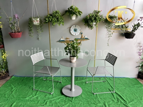 Bộ Bàn Ghế Ngoài Trời Màu Xám Ghi Hiện Đại TC-04