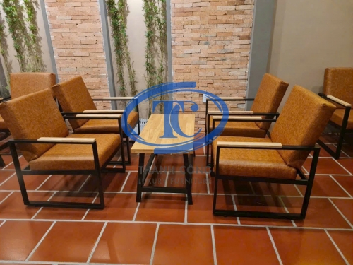 Bộ bàn ghế sofa đơn khung sắt cho quán cafe, trà sữa TC-04