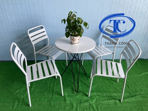 Bộ ghế sắt lá trắng TC-02