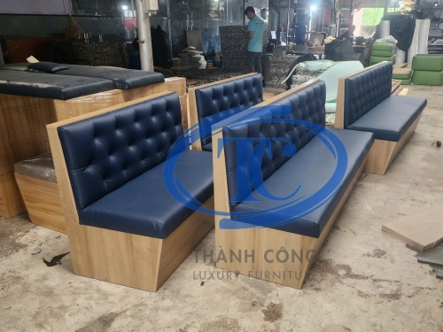 Ghế Sofa Băng Đệm Da Rút Nút Khung MDF-13