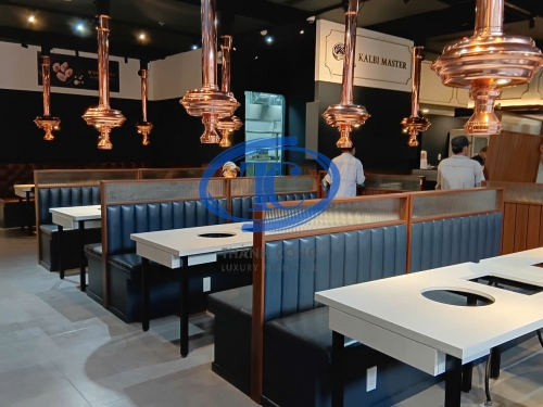 Sofa băng nhà hàng BBQ có vách kính sọc TCL-17