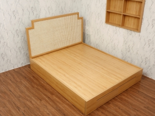 Giường MDF đầu nệm đan lưới 1m4x2m
