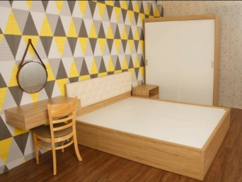 Giường MDF bọc đầu nệm 1m4x2m