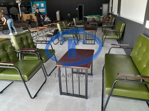 Sofa Khung Sắt Vintage Xanh Rêu TC-01